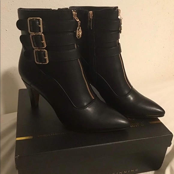 Shoes - NWT Buckle Strap Ankle Booties 3 Inch Pointed Toe Zipper Heels Dress Jeans Boots